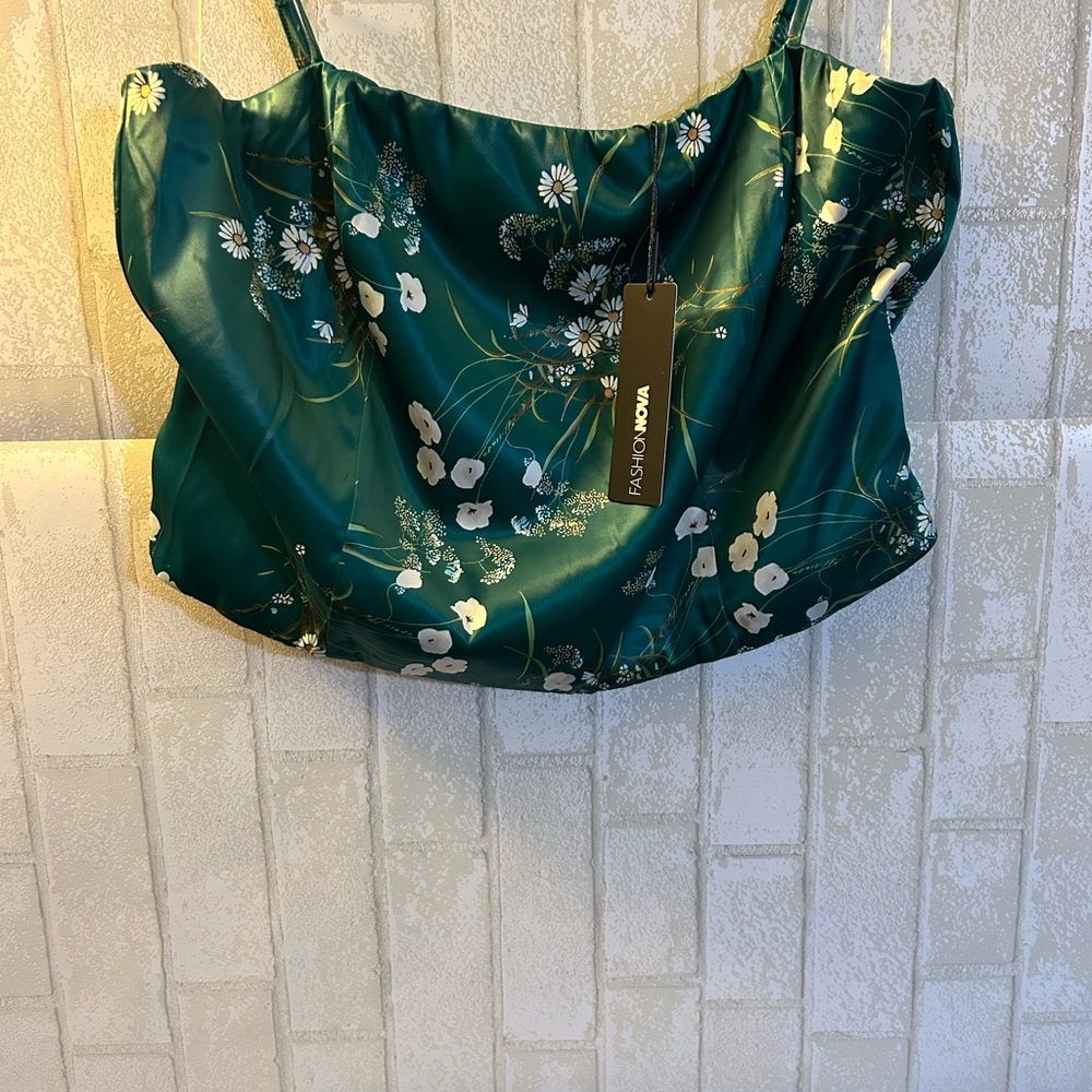 Floral Green Women Top by Fashion Nova